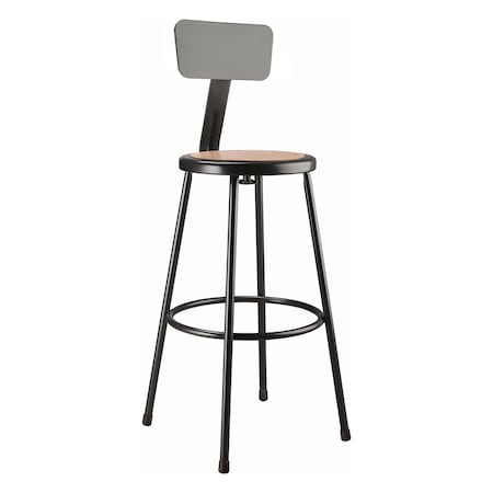National Public Seating Blk Hardboard Stool Back, Stationary, 30 6230B-10